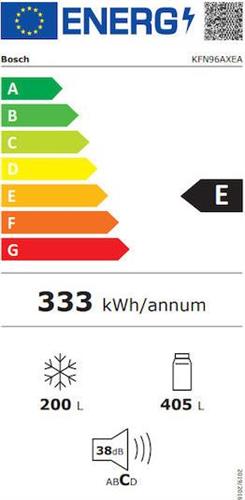 Bosch KFN96AXEA Ψυγείο Ντουλάπα 605lt Total NoFrost Υ183xΠ90.5xΒ73.1cm Brushed Black Steel