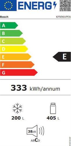 Bosch KFN96VPEA Series 4 Ψυγείο Ντουλάπα 605lt Total NoFrost Υ183xΠ90.5xΒ73.1cm Inox