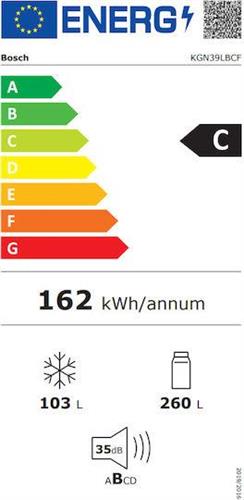 Bosch KGN39LBCF Ψυγειοκαταψύκτης 363lt Total NoFrost Υ203xΠ60xΒ66.5cm Μαύρος