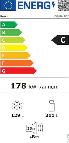 Bosch KGN49LBCF Ψυγειοκαταψύκτης 440lt Total NoFrost Υ203xΠ70xΒ66.7cm Μαύρος