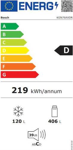 Bosch KGN76AXDR Ψυγειοκαταψύκτης 526lt Total NoFrost Υ186xΠ75xΒ80cm Brushed Black Steel