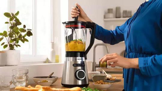 Bosch MMB6384M Μπλέντερ για Smoothies με Γυάλινη Κανάτα 1.5lt 1200W Inox
