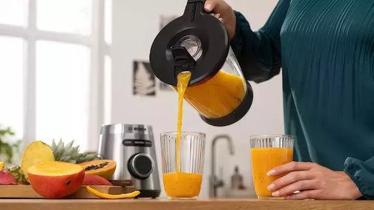 Bosch MMB6384M Μπλέντερ για Smoothies με Γυάλινη Κανάτα 1.5lt 1200W Inox