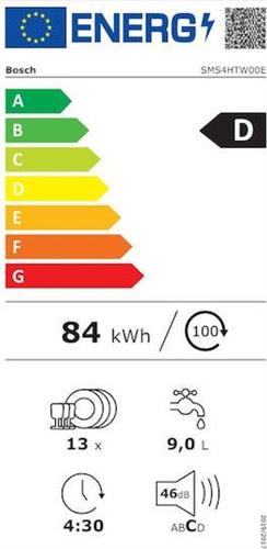 Bosch SMS4HTW00E Series 4 Ελεύθερο Πλυντήριο Πιάτων με Wi-Fi για 13 Σερβίτσια Π60cm Λευκό