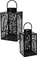 BOX37211 The Netherlands Σετ Φαναράκια Μεταλλικά Επιτραπέζια Μαύρα 22x22x40cm 2τμχ HZ1953020