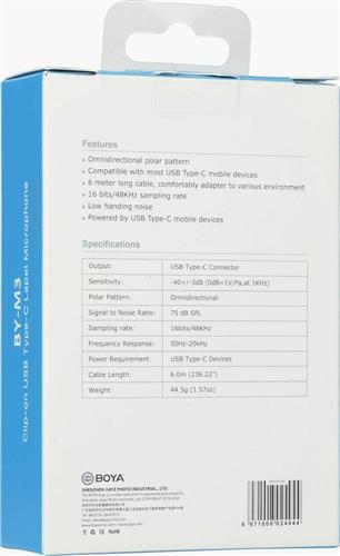Boya BY-M3 Πυκνωτικό Μικρόφωνο USB Type-C Πέτου Φωνής 2.35.70.02.014