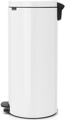 Brabantia New Icon Κάδος Απορριμμάτων από Ανοξείδωτο Ατσάλι Λευκός με Πεντάλ 30lt 080.1117/85