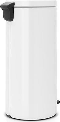 Brabantia New Icon Κάδος Απορριμμάτων από Ανοξείδωτο Ατσάλι Λευκός με Πεντάλ 30lt 080.1117/85