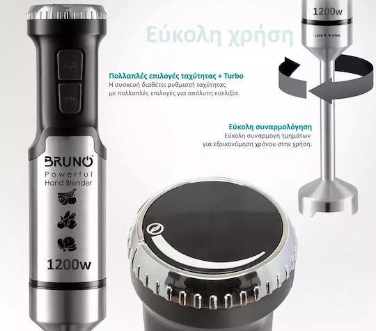Bruno BRN-0093 Ραβδομπλέντερ με Ανοξείδωτη Ράβδο 1200W Ασημί