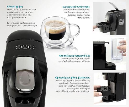 Bruno BRN-0124 Καφετιέρα 3 σε 1 για Κάψουλες Nespresso Original & Dolce Gusto Μαύρη