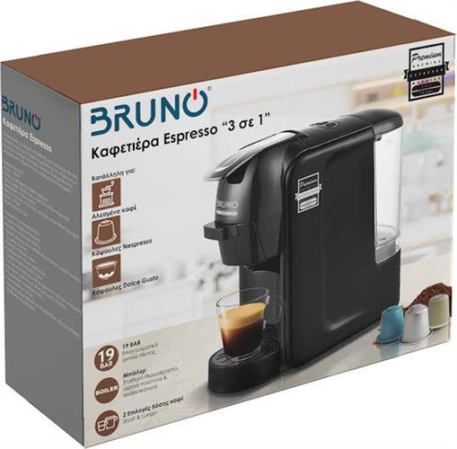 Bruno BRN-0124 Καφετιέρα 3 σε 1 για Κάψουλες Nespresso Original & Dolce Gusto Μαύρη