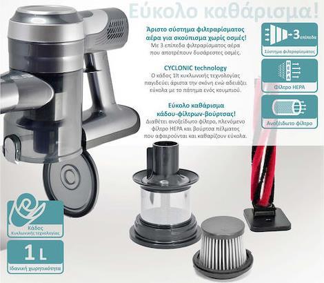Bruno BRN-0160 Επαναφορτιζόμενη Σκούπα Stick & Χειρός 22.2V Ασημί