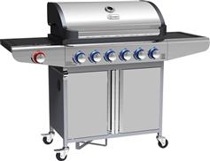 Campfire 25-38212 Ψησταριά Υγραερίου Σχάρας 73x40cm με 6 Εστίες 2.5kW και Πλαϊνό Μάτι