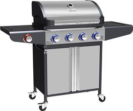 Campfire 25-38229 Ψησταριά Υγραερίου Σχάρας 63x40cm με 4 Εστίες 3.2kW και Πλαϊνό Μάτι