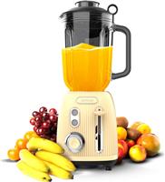 Cecotec CEC-03884 Power Black Titanium Retro Μπλέντερ για Smoothies με Γυάλινη Κανάτα 1.5lt 1200W Κίτρινο