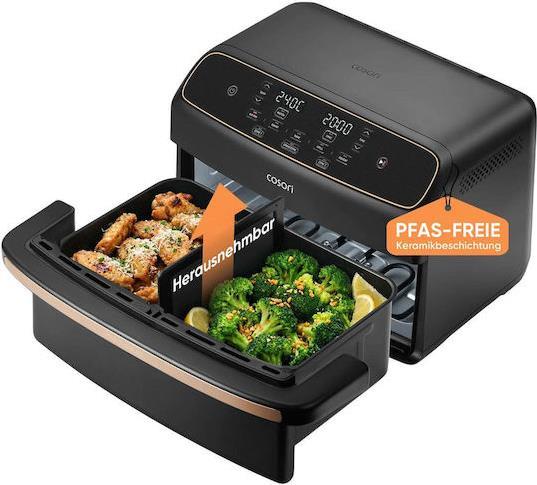 Cosori CAF-TF801-CEUR TwinFry Compact Φριτέζα Αέρος με Διπλό Αποσπώμενο Κάδο 8.6lt Μαύρη