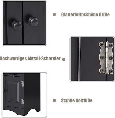 Costway Μπουφές από Ξύλο & Μέταλλο Μαύρος 59x32x123cm JZ10009BK