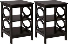 Costway Κομοδίνα Ξύλινα Καφέ Σετ 2τμχ 40x40x61cm HW65690CF-2