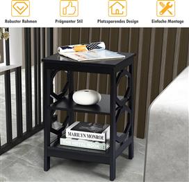 Costway Κομοδίνα Ξύλινα Μαύρα Σετ 2τμχ 40x40x61cm HW65690BK-2