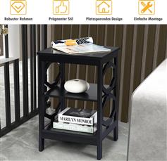 Costway Κομοδίνα Ξύλινα Μαύρα Σετ 2τμχ 40x40x61cm HW65690BK-2