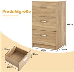 Costway Κομοδίνο Ξύλινο Μπεζ 38x36x66cm HW61149NA