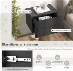 Costway Κομοδίνο Ξύλινο Γκρι 42x30x28cm HU10886GR