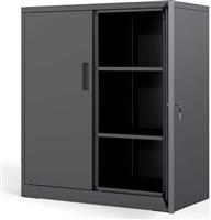 Costway Ντουλάπα Γραφείου Μεταλλική με Κλειδαριά σε Μαύρο Χρώμα 80x40x91cm TH10111BK