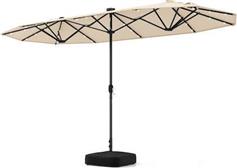 Costway Ομπρέλα Δαπέδου Μεταλλική Μπεζ με Βάση Στήριξης & Led Φωτισμό 4x2.4m NP12264BE