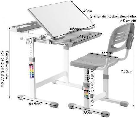 Costway Σχολικό Γραφείο με Καρέκλα HW65906GR