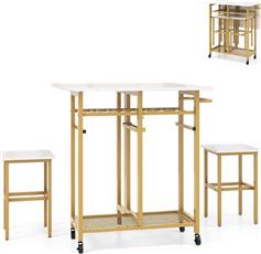 Costway Τραπεζαρία Επεκτεινόμενη Σετ 3τμχ 74x80x74cm JV11230WH