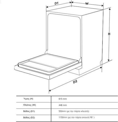 Davoline DDW 1045E Πλήρως Εντοιχιζόμενο Πλυντήριο Πιάτων για 10 Σερβίτσια Π45cm