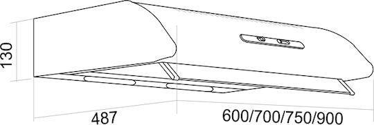 Davoline Olympia 270 Lux WH 2M/1 Ελεύθερος Απορροφητήρας 70cm Λευκός