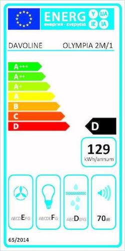 Davoline Olympia 270 Lux WH 2M/1 Ελεύθερος Απορροφητήρας 70cm Λευκός