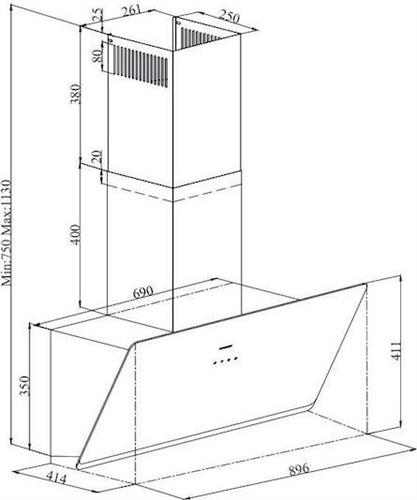 Davoline Shape 90 Απορροφητήρας Καμινάδα 90cm Λευκός