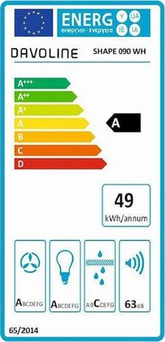 Davoline Shape 90 Απορροφητήρας Καμινάδα 90cm Λευκός
