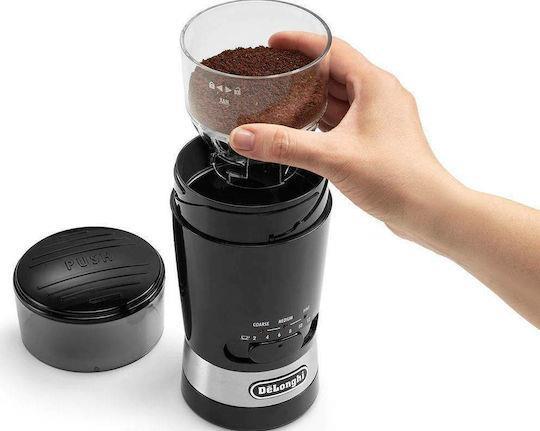 Delonghi KG210 Ηλεκτρικός Μύλος Καφέ 170W με Χωρητικότητα 90gr και 3 Επίπεδα Άλεσης Μαύρος
