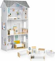 Ecotoys Ξύλινο Κουκλόσπιτο Τριώροφο με Έπιπλα 8210
