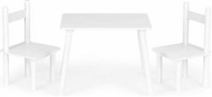Ecotoys Σετ Παιδικό Τραπέζι με Καρέκλες από Ξύλο Λευκό 3τμχ ESC-W-0288A