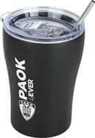 Estia Coffee Mug PAOK B.C. Ποτήρι Θερμός με Καλαμάκι Μαύρο 350ml 00-13790