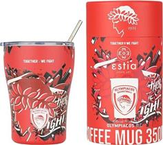 Estia Coffee Mug Ποτήρι Θερμός Ανοξείδωτο BPA Free Olympiacos BC Edition Together We Fight 350ml με Καλαμάκι 00-27223