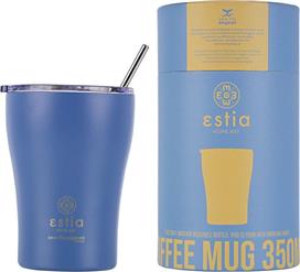 Estia Coffee Mug Save The Aegean Ποτήρι Θερμός με Καλαμάκι Denim Blue 350ml