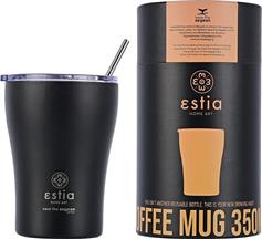 Estia Coffee Mug Save The Aegean Ποτήρι Θερμός με Καλαμάκι Midnight Black 350ml
