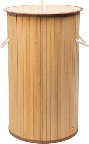 Estia Essentials Καλάθι Απλύτων Bamboo Πτυσσόμενο με Καπάκι Μπεζ 57lt