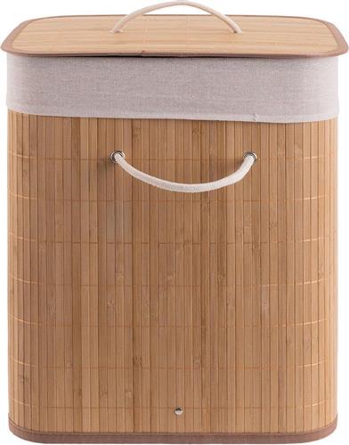 Estia Essentials Καλάθι Απλύτων Bamboo Πτυσσόμενο με Καπάκι Μπεζ 60lt