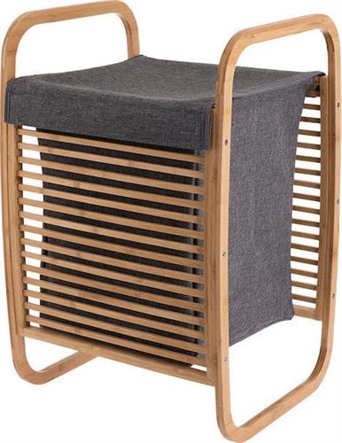 Estia Καλάθι Απλύτων Bamboo με Καπάκι 40x35x60.5cm Γκρι