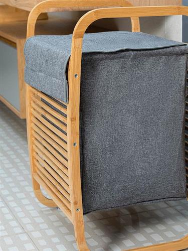 Estia Καλάθι Απλύτων Bamboo με Καπάκι 40x35x60.5cm Γκρι