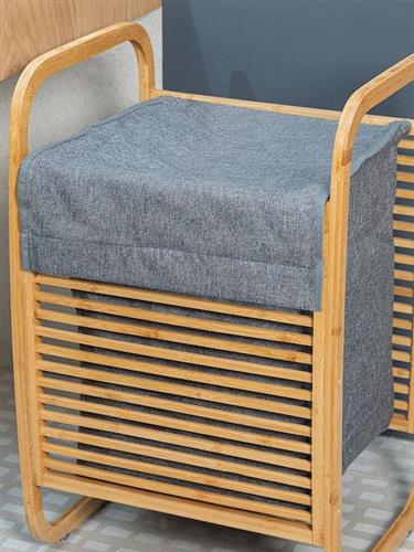 Estia Καλάθι Απλύτων Bamboo με Καπάκι 40x35x60.5cm Γκρι
