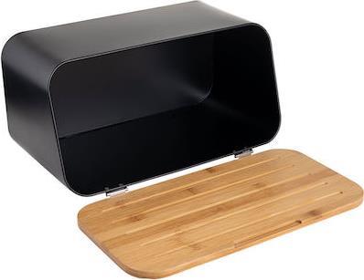 Estia Ψωμιέρα με Καπάκι από Bamboo Μαύρη 34.5x19x17cm