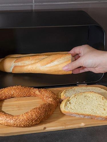 Estia Ψωμιέρα με Καπάκι από Bamboo Μαύρη 34.5x19x17cm