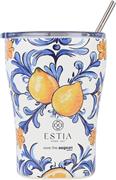 Estia Save the Aegean Coffee Mug Ποτήρι Θερμός Ανοξείδωτο BPA Free 350ml Amalfi Coast με Καλαμάκι 01-31756